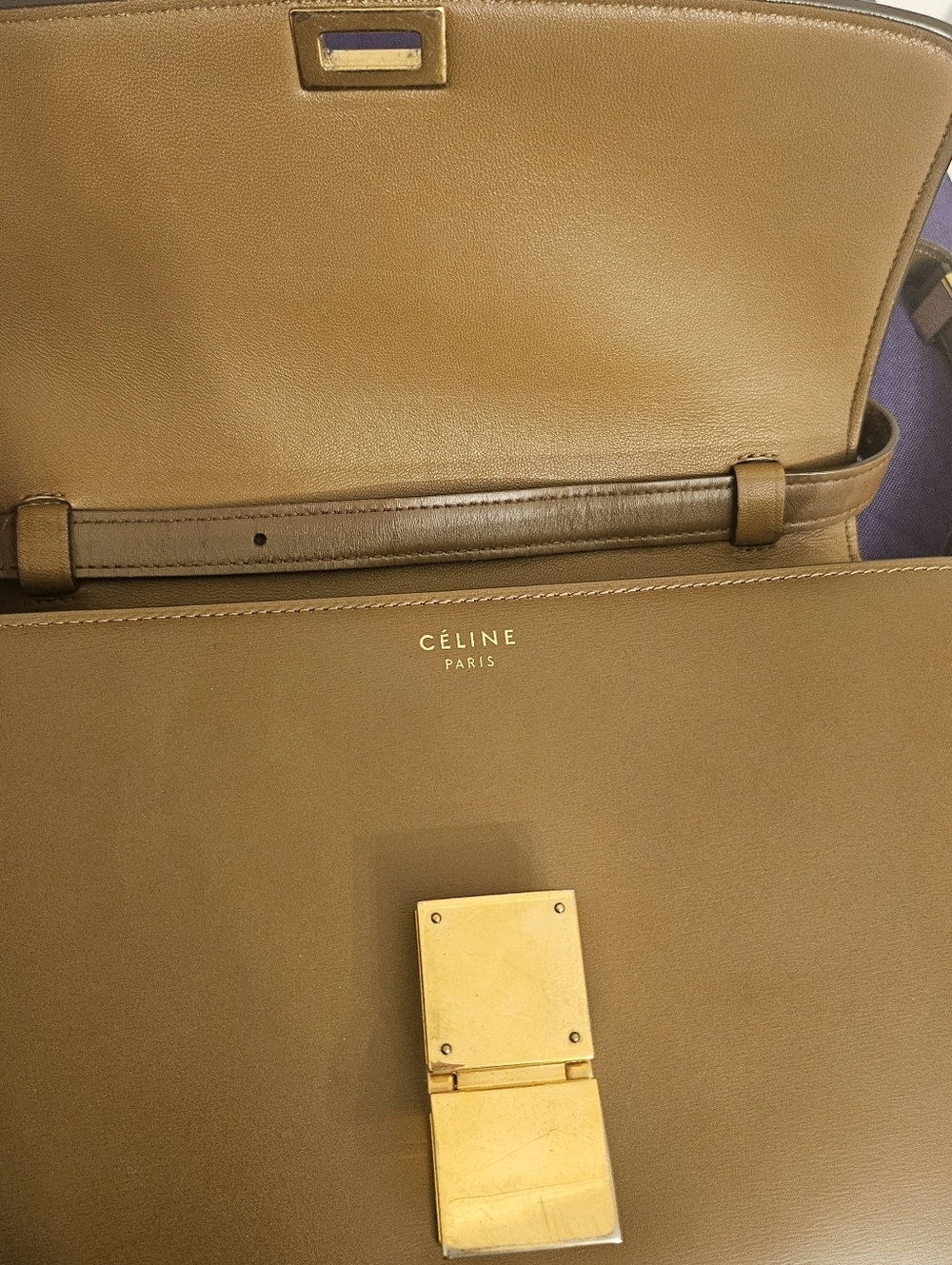 Vintage Celine Classic Box Bag Brown Smooth Calfskin Gold Hardware Crossbody - Picture 10 of 16
